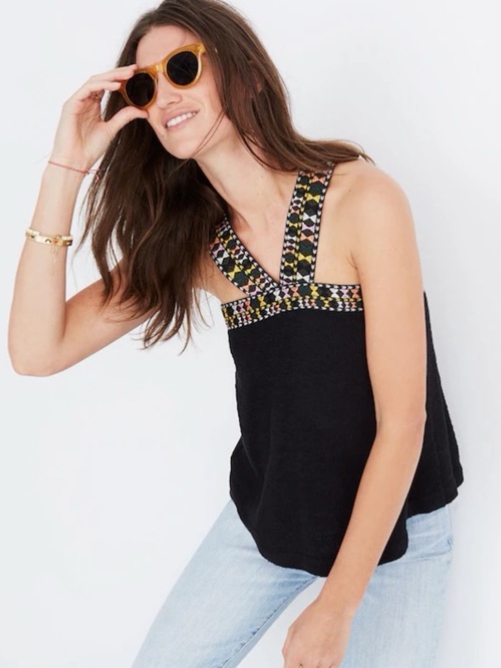 Madewell embroidered swing sweater tank